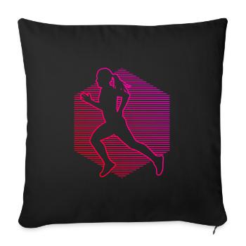 Course de fond Course à pied Jogging - Housse de coussin décorative 45 x 45 cm - noir - Devant