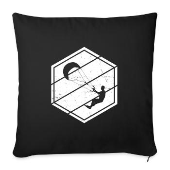 Kitesurf Kiting Femmes Kitesurfing Kitesurfer - Housse de coussin décorative 45 x 45 cm - noir - Devant