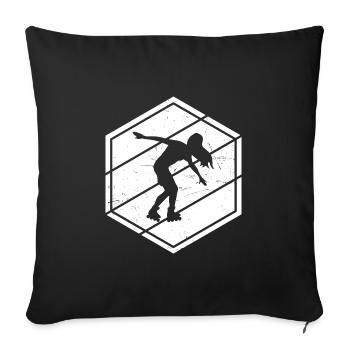 Rollerskate Patin à roulettes Patin à roulettes masculin - Housse de coussin décorative 45 x 45 cm - noir - Devant