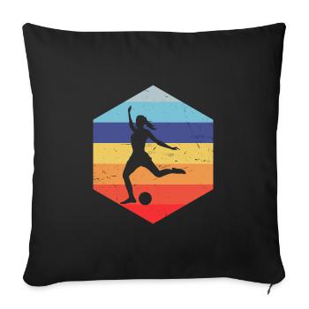 Herren Fussball Damen Fussballer Fussballspieler - Sofakissenbezug 45 x 45 cm - Schwarz - Vorne