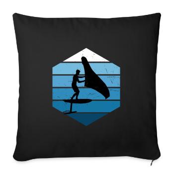 hydrofoil Women wingsurf wingfoil wingsurfing - Sofa pillowcase 17,3'' x 17,3'' (45 x 45 cm) - black - Front