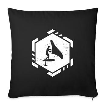 hydrofoil wingfoil Women wingsurf foilwing - Sofa pillowcase 17,3'' x 17,3'' (45 x 45 cm) - black - Front