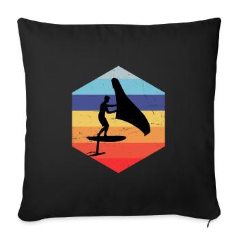 Hydroptère à ailure hommes Wingfoil femmes - Housse de coussin décorative 45 x 45 cm - noir - Devant