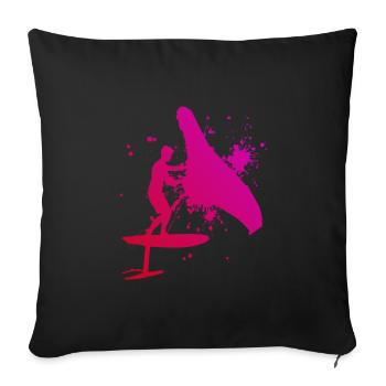 Wingfoil hommes Wingfoil femmes wingsurf - Housse de coussin décorative 45 x 45 cm - noir - Devant