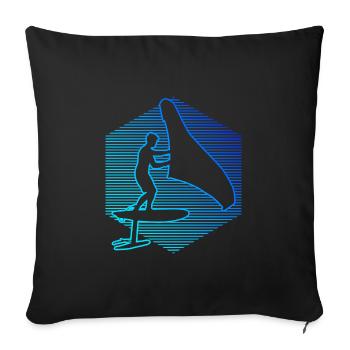 ladies wingfoil foilwing wingsurf wingsurf - Sofa pillowcase 17,3'' x 17,3'' (45 x 45 cm) - black - Front