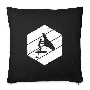 wingsurf hydrofoil foilwing wingfoil Femmes - Housse de coussin décorative 45 x 45 cm - noir - Devant