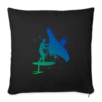 foilwing Women wingsurf Men wingsurfing - Sofa pillowcase 17,3'' x 17,3'' (45 x 45 cm) - black - Front