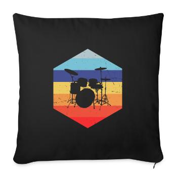 Percussionniste Batteur Hommes Batterie - Housse de coussin décorative 45 x 45 cm - noir - Devant