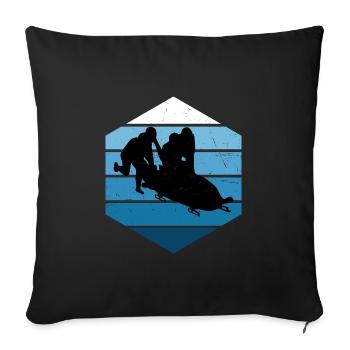 Bobsport Damen Herren Bob Bobbahn Bob fahren - Sofakissenbezug 45 x 45 cm - Schwarz - Vorne