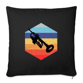 Trompetenspieler Trumpet Herren Damen Jazz Trompet - Sofakissenbezug 45 x 45 cm - Schwarz - Vorne