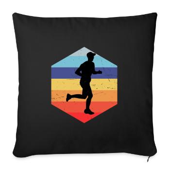 Course de cross-country hommes - Housse de coussin décorative 45 x 45 cm - noir - Devant