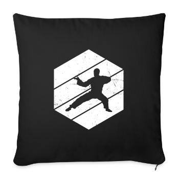 Kung Fu Kungfu Wushu Arts martiaux pour hommes - Housse de coussin décorative 45 x 45 cm - noir - Devant