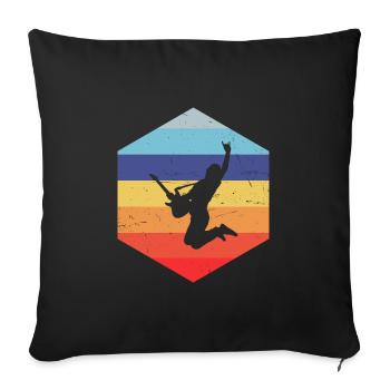 guitare acoustique guitare électrique guitare électronique - Housse de coussin décorative 45 x 45 cm - noir - Devant