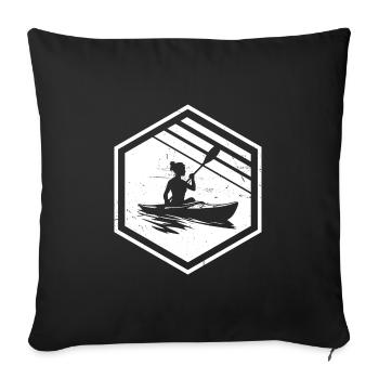 Kayak Kayak Femme Canoë Kayak Homme - Housse de coussin décorative 45 x 45 cm - noir - Devant