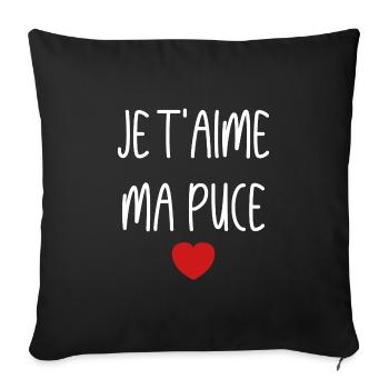 je t'aime ma puce - Housse de coussin décorative 45 x 45 cm - noir - Devant