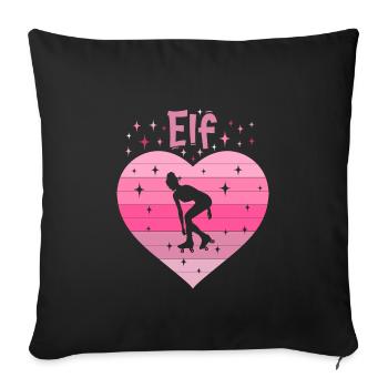 Herz Liebe Sport Rollschuh Mädchen 11. Geburtstag - Sofakissenbezug 45 x 45 cm - Schwarz - Vorne