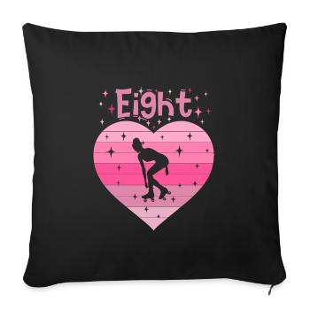 Herz Liebe Sport Rollschuh Mädchen 8. Geburtstag - Sofakissenbezug 45 x 45 cm - Schwarz - Vorne