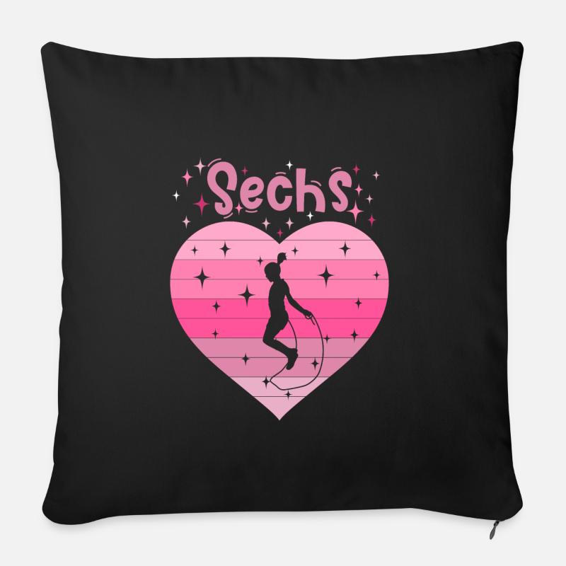 6. Geburstag Seilspringen Mädchen Tochter - Sofakissenbezug 45 x 45 cm - Schwarz