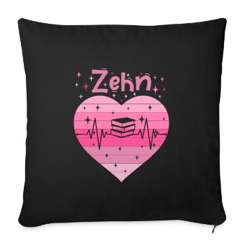 10. Geburtstag Lesen Bücher Buch Mädchen Tochter - Sofakissenbezug 45 x 45 cm - Schwarz - Vorne