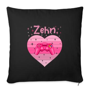 Mädchen Tochter 10. Geburstag Gaming Controller - Sofakissenbezug 45 x 45 cm - Schwarz - Vorne