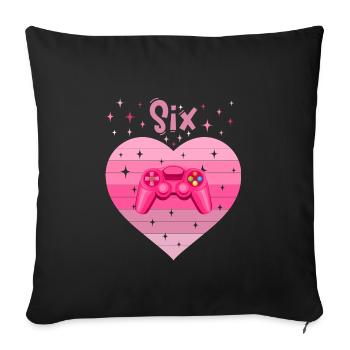 Mädchen Tochter 6. Geburstag Gaming Controller - Sofakissenbezug 45 x 45 cm - Schwarz - Vorne