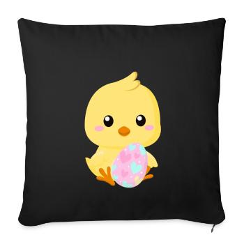 Cute little Easter chick with Easter egg - Sofa pillowcase 17,3'' x 17,3'' (45 x 45 cm) - black - Front
