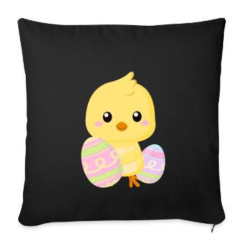 Cute little Easter chick with Easter eggs - Sofa pillowcase 17,3'' x 17,3'' (45 x 45 cm) - black - Front