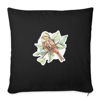 Small bird - drawing - Sofa pillowcase 17,3'' x 17,3'' (45 x 45 cm) - black - Front