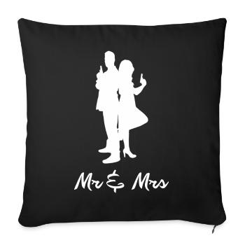 Mr Mrs Partner Hochzeitsgeschenk - Sofakissenbezug 45 x 45 cm - Schwarz - Vorne