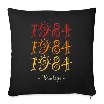 1984 vintage - Sofa pillowcase 17,3'' x 17,3'' (45 x 45 cm) - black - Front