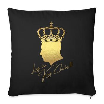 British King Coronation Charles England Flag - Sofa pillowcase 17,3'' x 17,3'' (45 x 45 cm) - black - Front