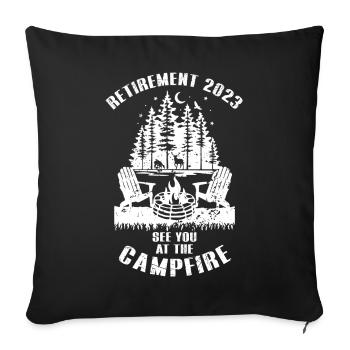 Vacances en camping 2023 pension de voyage de retraité retraité - Housse de coussin décorative 45 x 45 cm - noir - Devant