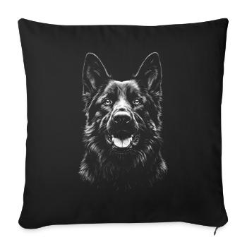 Berger Allemand Portrait Chien Chien - Housse de coussin décorative 45 x 45 cm - noir - Devant