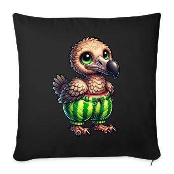 Whimsical dodo with watermelon funny fruity - Sofa pillowcase 17,3'' x 17,3'' (45 x 45 cm) - black - Front