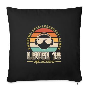 Level 18 - Sofa pillowcase 17,3'' x 17,3'' (45 x 45 cm) - black - Front