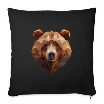 Brown Bear | Low Poly Art Logo Design - Sofa pillowcase 17,3'' x 17,3'' (45 x 45 cm) - black - Front