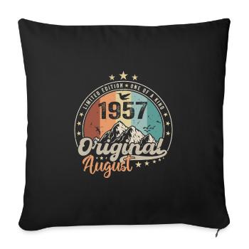 Août 1957 Cadeau D'anniversaire Août 1957 Vintage - Housse de coussin décorative 45 x 45 cm - noir - Devant