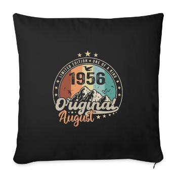 Août 1956 Cadeau D'anniversaire Août 1956 Vintage - Housse de coussin décorative 45 x 45 cm - noir - Devant