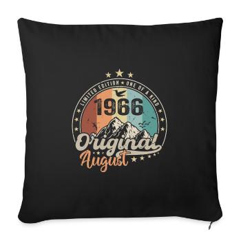Août 1966 Cadeau D'anniversaire Août 1966 Vintage - Housse de coussin décorative 45 x 45 cm - noir - Devant