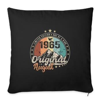 August 1965 Birthday Gift August 1965 Vintage - Sofa pillowcase 17,3'' x 17,3'' (45 x 45 cm) - black - Front