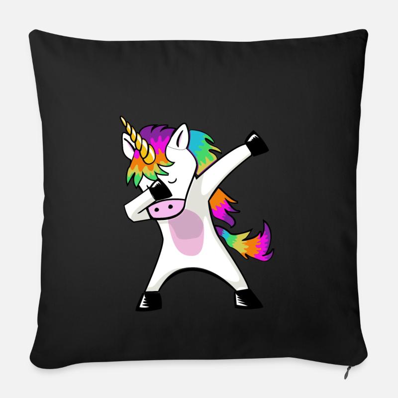 Dabbing Unicorn dabbendes Einhorn Dab Geschenkidee - Sofakissenbezug 45 x 45 cm - Schwarz