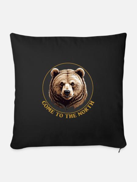 Grizzlybär Kodiakbär Braunbär komme in den Norden - Sofakissenbezug 45 x 45 cm - Schwarz