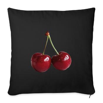 Cherries - Sofa pillowcase 17,3'' x 17,3'' (45 x 45 cm) - black - Front