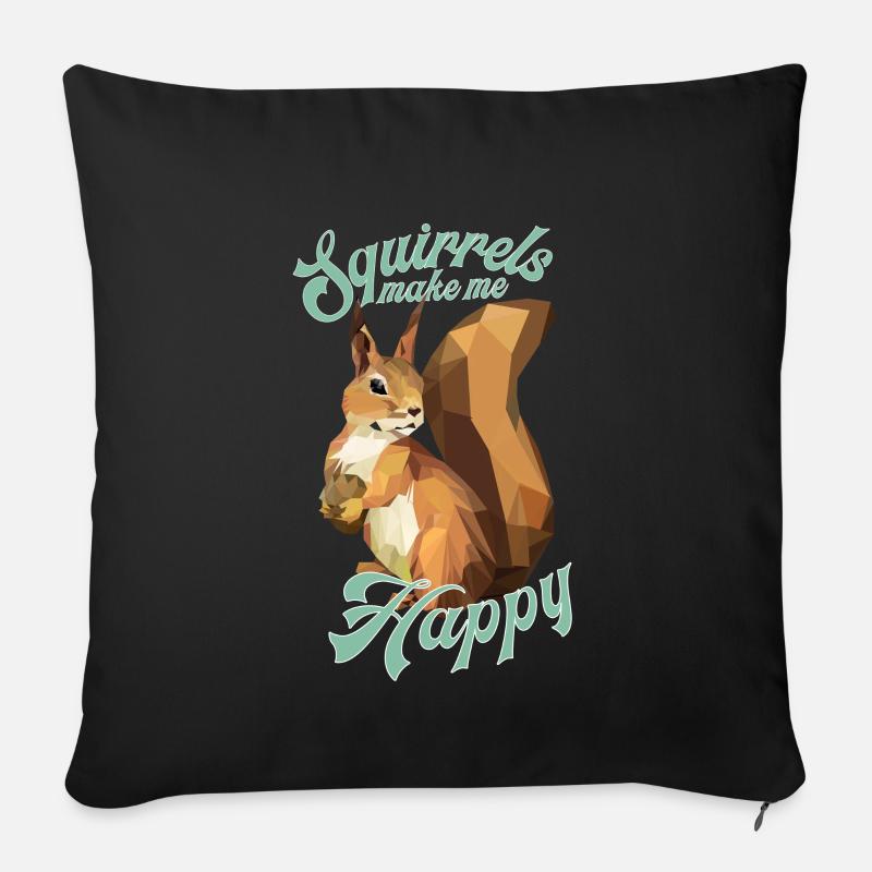 Eichhörnchen machen mich glücklich, low poly - Sofakissenbezug 45 x 45 cm - Schwarz