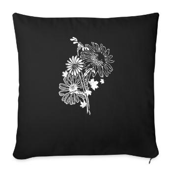 Artistic Balck And White Doodle Flowers - Sofa pillowcase 17,3'' x 17,3'' (45 x 45 cm) - black - Front