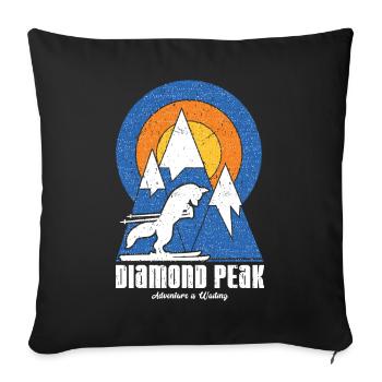 Retro Diamond Peak Ski White Fox - Sofa pillowcase 17,3'' x 17,3'' (45 x 45 cm) - black - Front