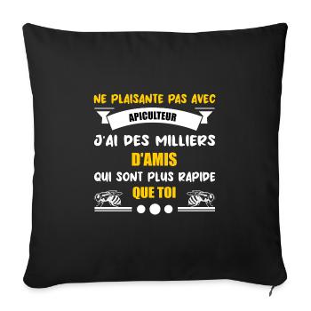 Ne plaisante pas avec un apiculteur t-shirt - Housse de coussin décorative 45 x 45 cm - noir - Devant