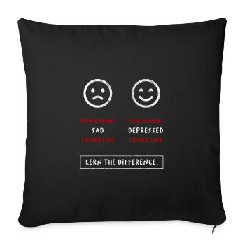 Depression - Sad vs. Depressed - Sofa pillowcase 17,3'' x 17,3'' (45 x 45 cm) - black - Front