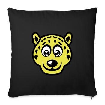 leopards animaux rigolo cartoon dessin face 14 - Housse de coussin décorative 45 x 45 cm - noir - Devant