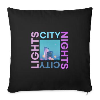 City lights city nights - Sofa pillowcase 17,3'' x 17,3'' (45 x 45 cm) - black - Front